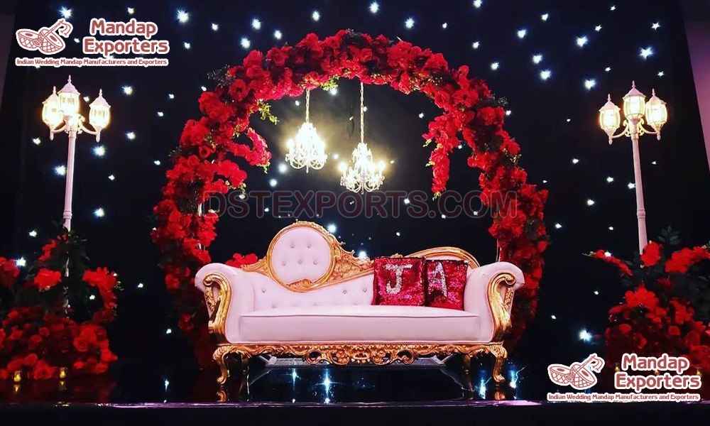 Designer White Gold Bride Groom Couch