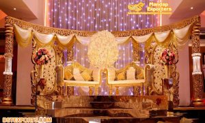 Glorious Golden Theme Half Moon Stage Decor