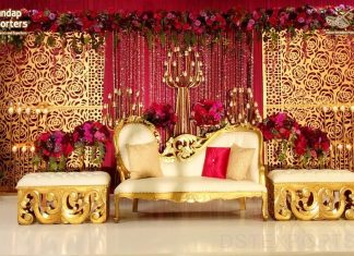 Luxury White Gold Wedding Sofa With Stools Luxury White Gold Wedding Sofa With Stools