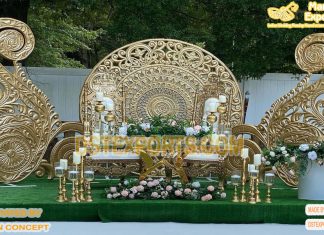 Outdoor Wedding Ceremony Golden Backdrop Frame Outdoor Wedding Ceremony Golden Backdrop Frame