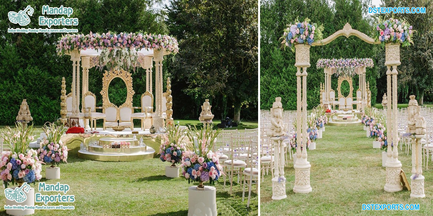 Royal Outdoor Wedding Wooden Mandap Decoration 
