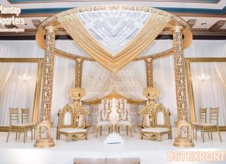 Gorgeous Golden Theme Wedding Mandap Decor Gorgeous Golden Theme Wedding Mandap Decor