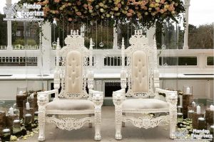 King & Queen Wedding White Throne Chairs 