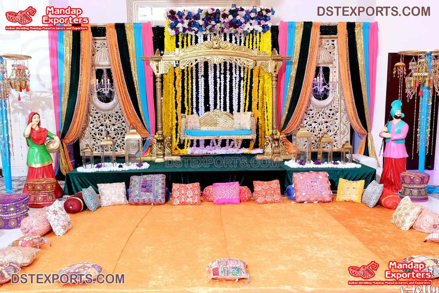 Traditional Punjabi Haveli Style Mehndi Stage