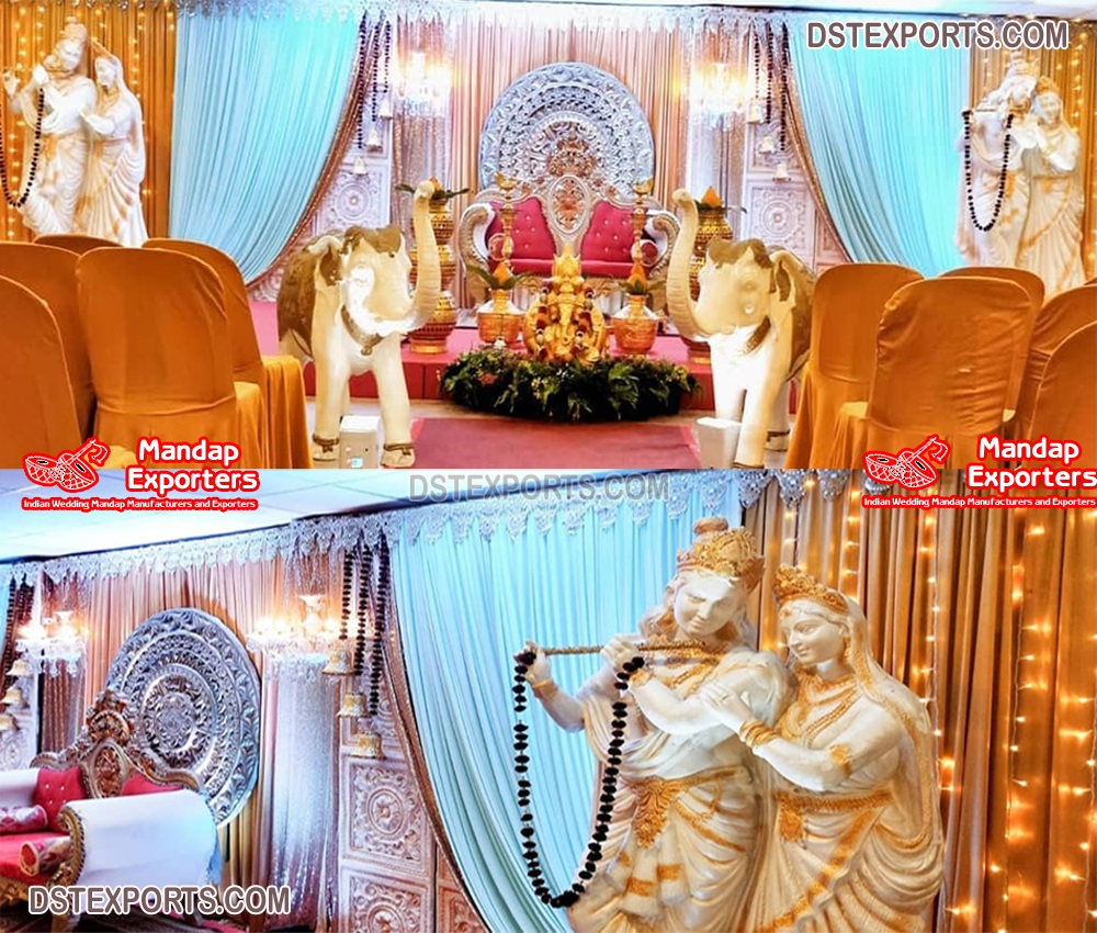 Traditional Radha Krishna Devotional Wedding Stage