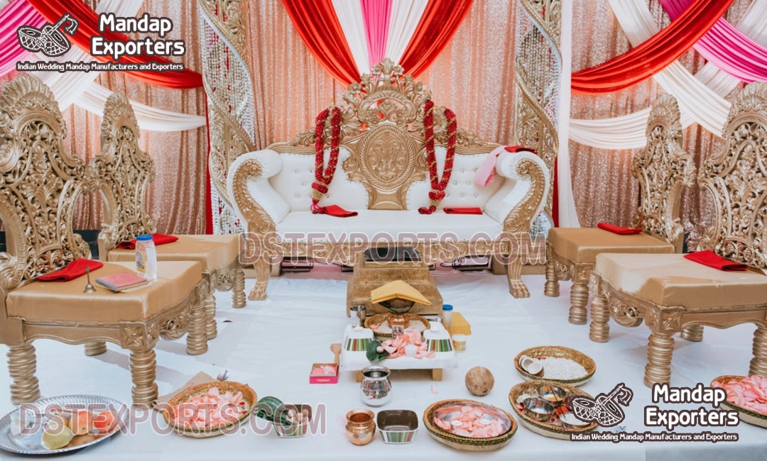 Traditional Wedding Mandap Wooden Furniture Set
