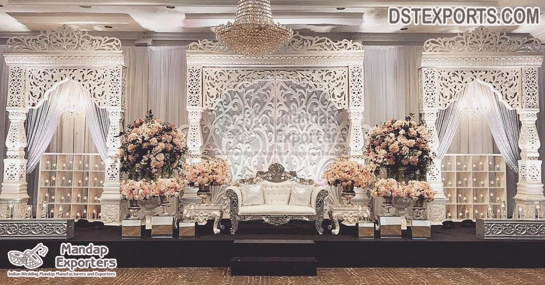 Dreamy Wedding White Theme Stage Decoration
