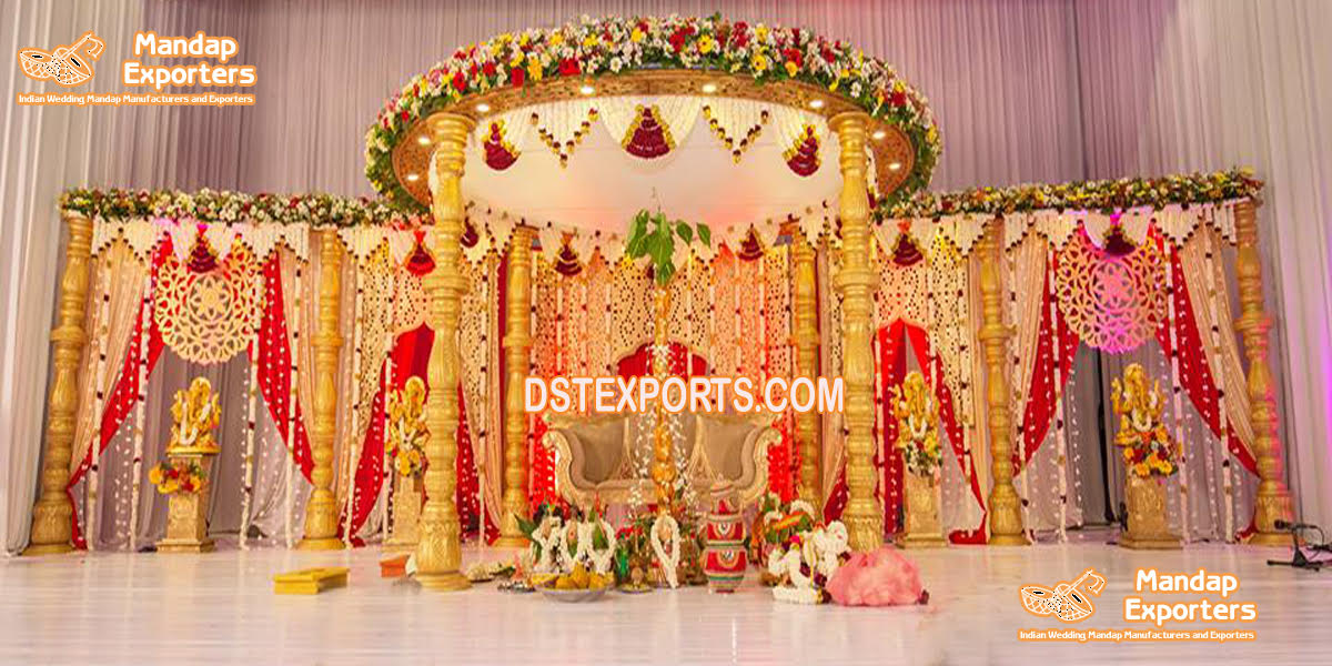 Grand Wooden Carved South Wedding Mandap
