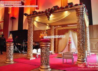 Indian Wedding Ceremony Square Golden Mandap