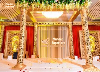 Indian Golden Carved Wedding Mandap Decoration Indian Golden Carved Wedding Mandap Decoration