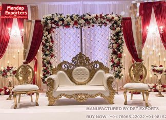 Luxurious Gold Carved Wedding Stage Sofa Set Luxurious Gold Carved Wedding Stage Sofa Set