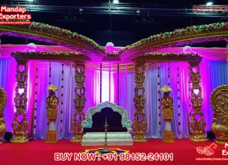 Newest Modern Style Golden Wedding Mandap Set Newest Modern Style Golden Wedding Mandap Set
