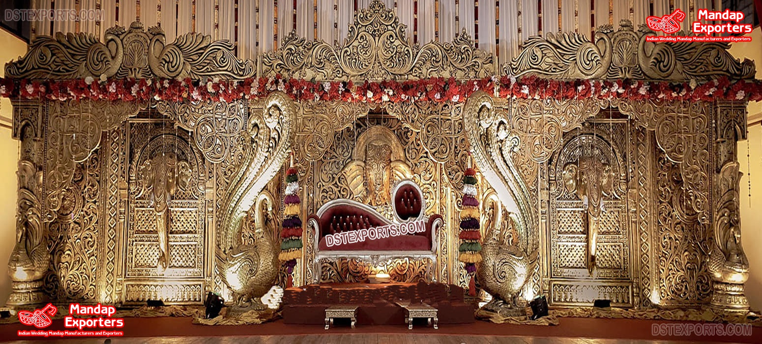 Top Grand Golden Wedding Stage Set