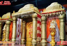 Golden Big Fiber Pillar Wedding Mandap Decor Golden Big Fiber Pillar Wedding Mandap Decor