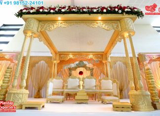Gorgeous Triple Pillar Indoor Wedding Mandap Gorgeous Twin Pillar Indoor Wedding Mandap