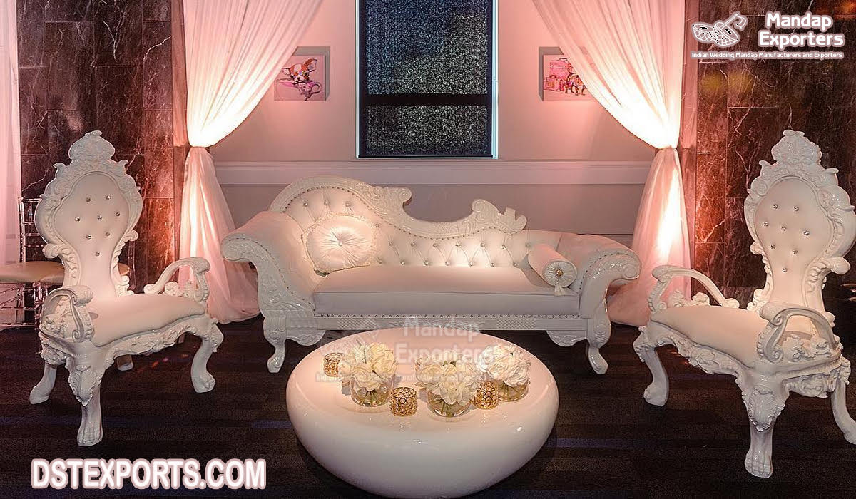 King Queen White Finish Wedding Stage Loveseat