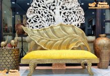 Leaf Carved Wooden Wedding Couch For Stage Leaf Carved Wooden Wedding Couch For Stage
