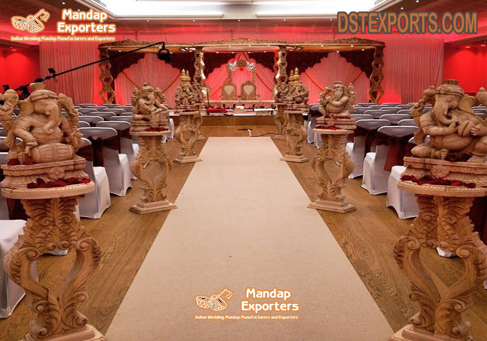 Rustic Indoor Wedding Wooden Mandap Set 