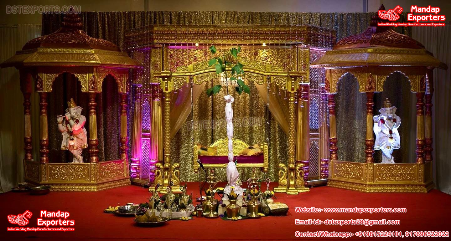 Telugu Temple Style Wedding Mandap Stage Set