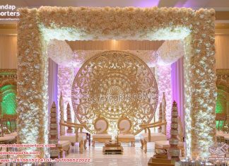 Traditional Gold Medallion Backdrop Mandap Frames Traditional Gold Medallion Backdrop Mandap Frames