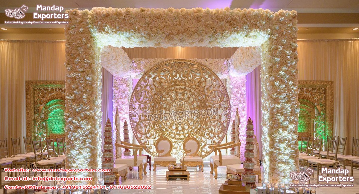 Traditional Gold Medallion Backdrop Mandap Frames