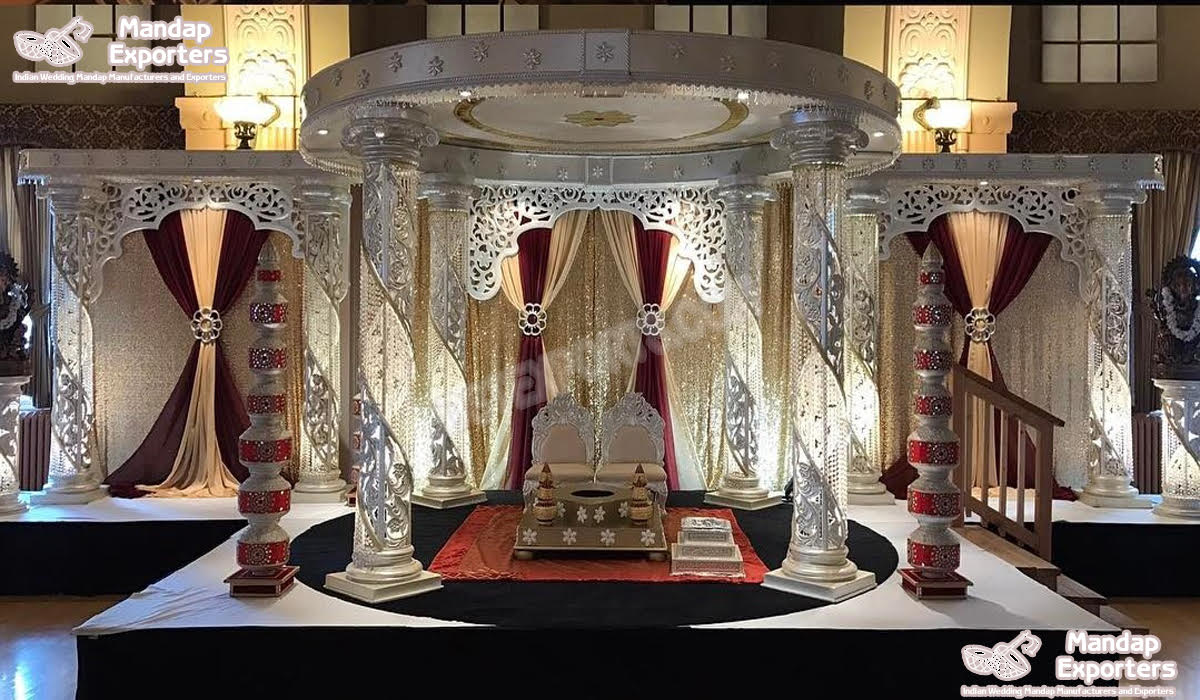White Crystal Indian Wedding Mandap Decoration