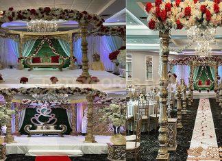 Hindu Wedding Golden Avni Mandap Setup Hindu Wedding Golden Avni Mandap Setup
