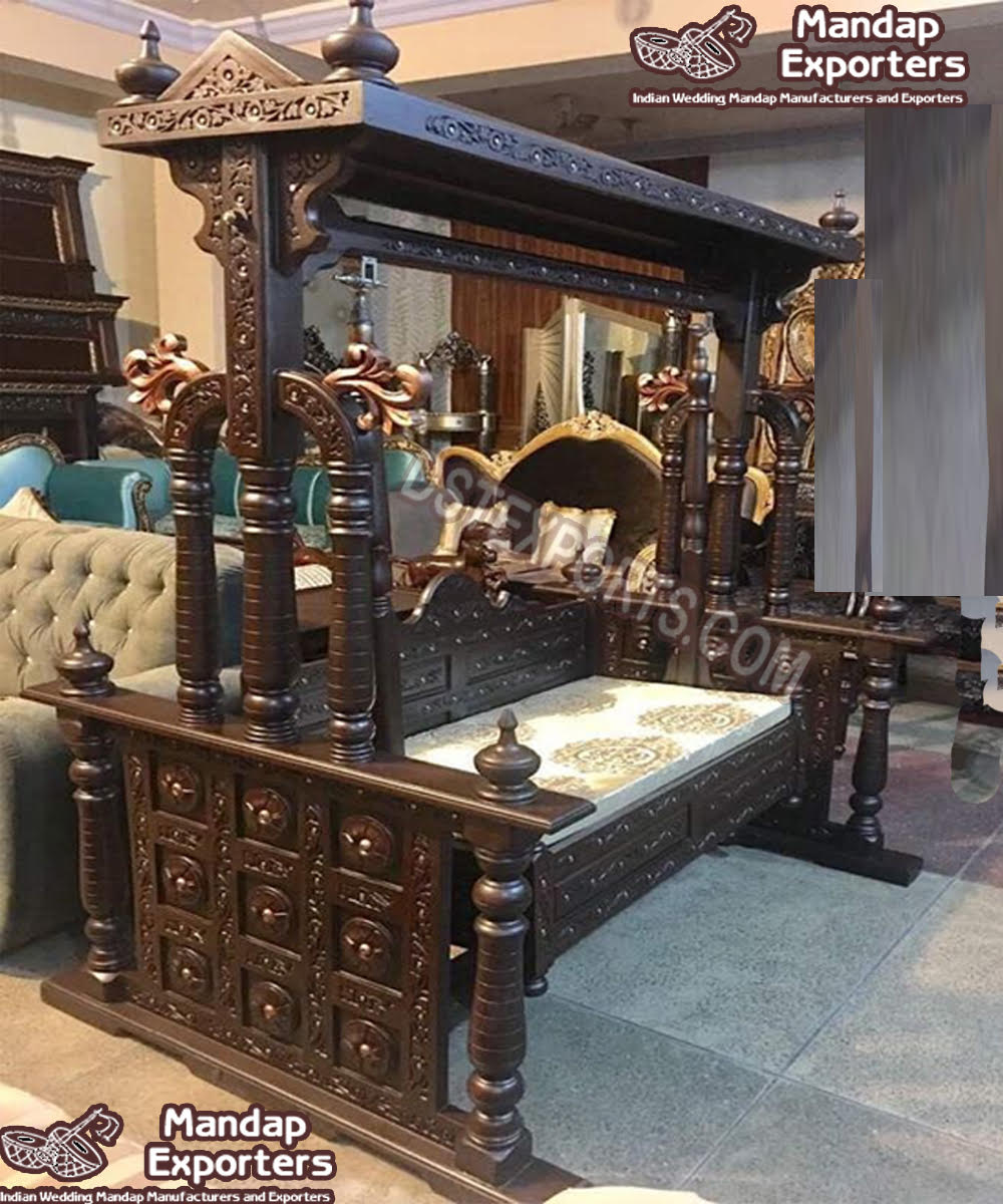 Indian Wooden Brown Finish Swing For Living