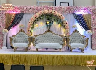 Luxury Golden Finish Sofa Set For Wedding Luxury Golden Finish Sofa Set For Wedding