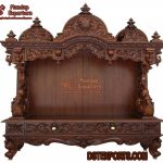 Teak Wood Brown Finish Mandir For Home