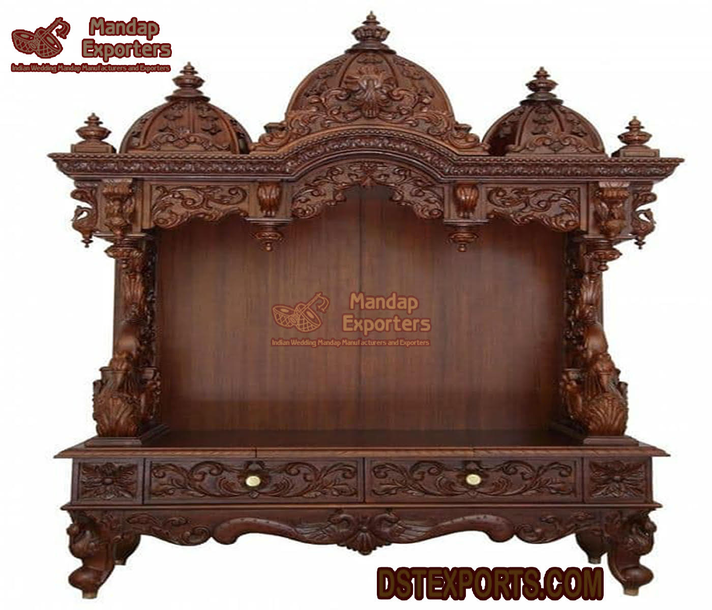 Teak Wood Brown Finish Mandir For Home