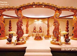 Wooden Look Leaf Style Wedding Mandap Wooden Look Leaf Style Wedding Mandap