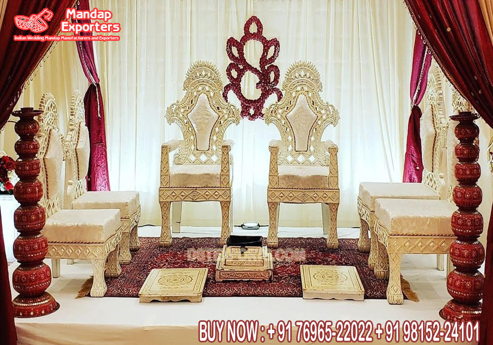 Affordable Wooden Mandap Chairs For Bride Groom