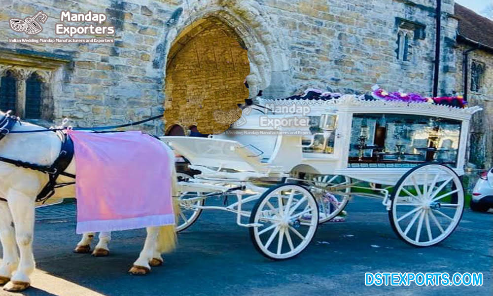 American Style White Funeral Horse Carriage
