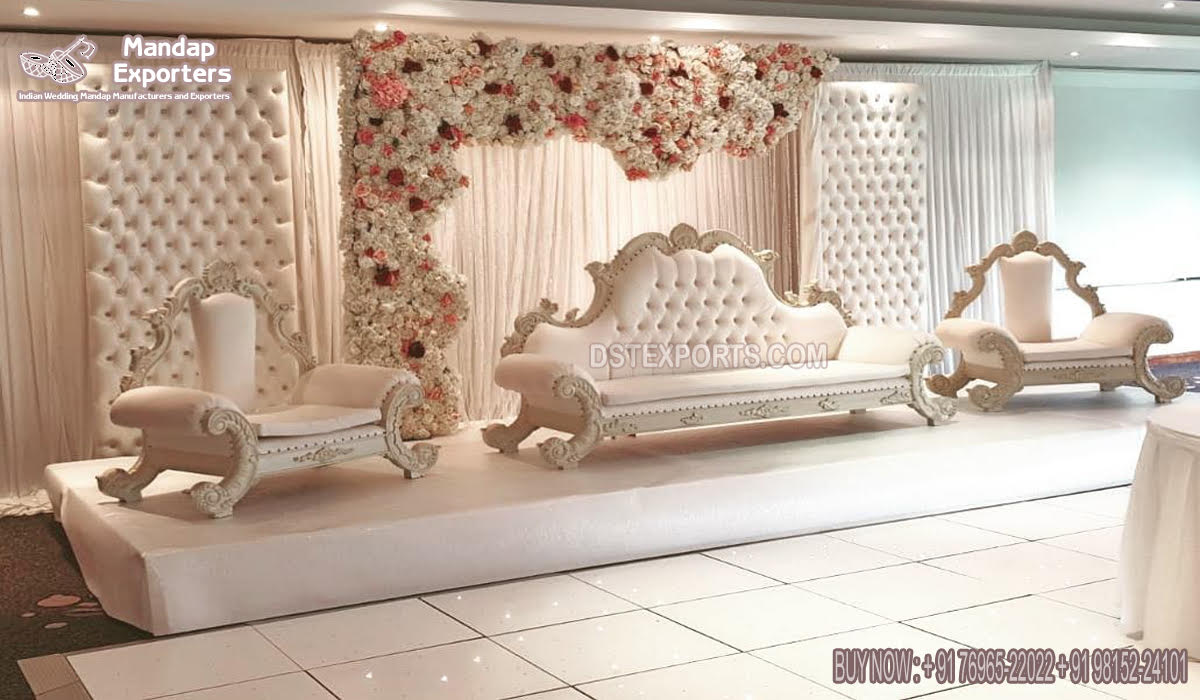 Modern Leather Diamond Fitted Sofa Set For Wedding