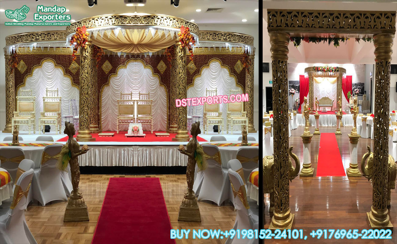 Amazing Golden Mandap For Hindu Wedding Ceremony