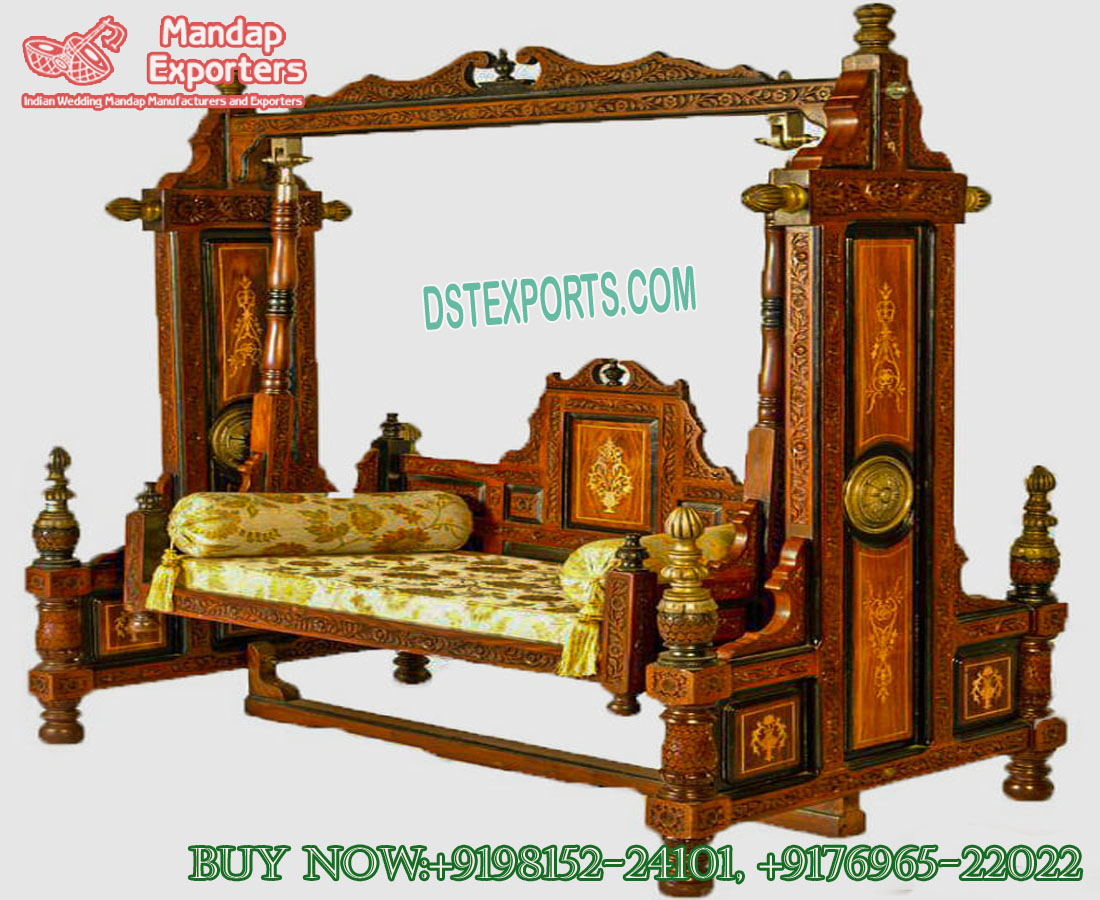 Royal Maharaja Teak Wood Carved Swing