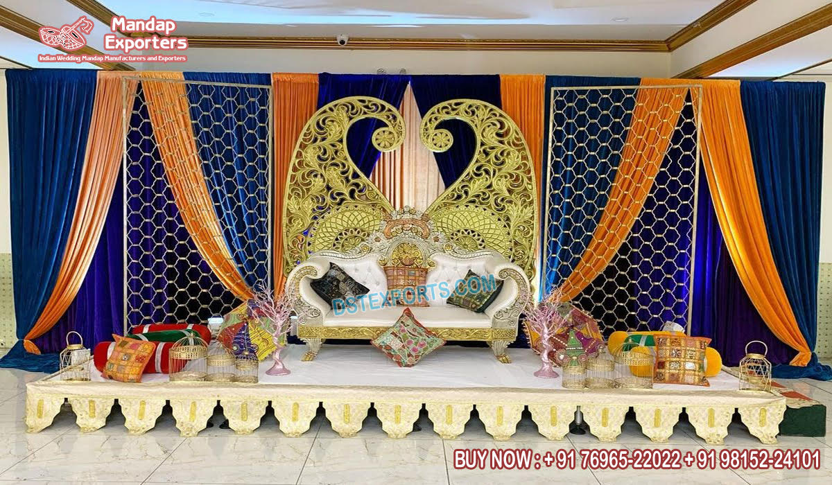 Sparkling Sangeet Night Stage Candle Wall Backdrop
