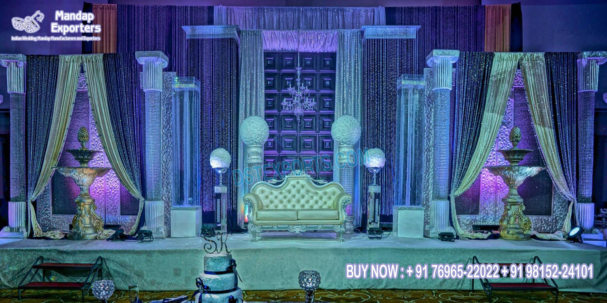 Glamorous Wedding Crystal Pillar Stage Decor