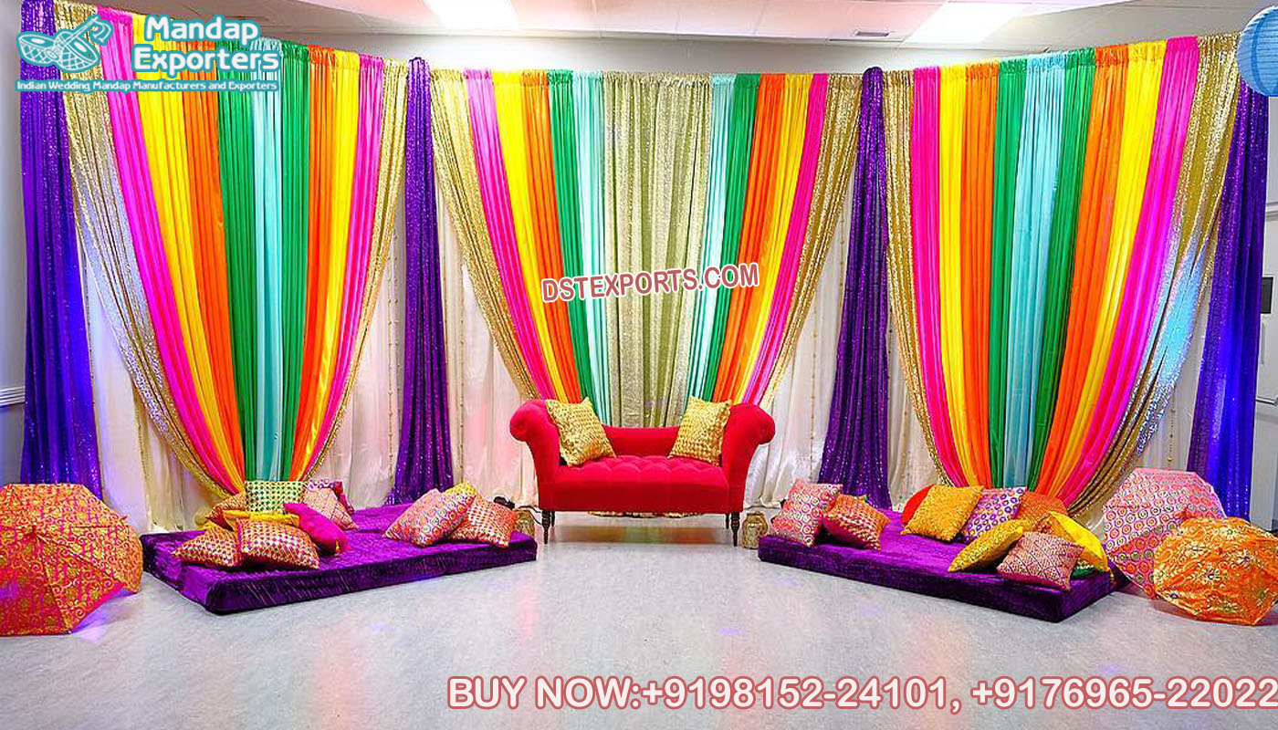 Heena Function Stage Colorful Drapes Setup