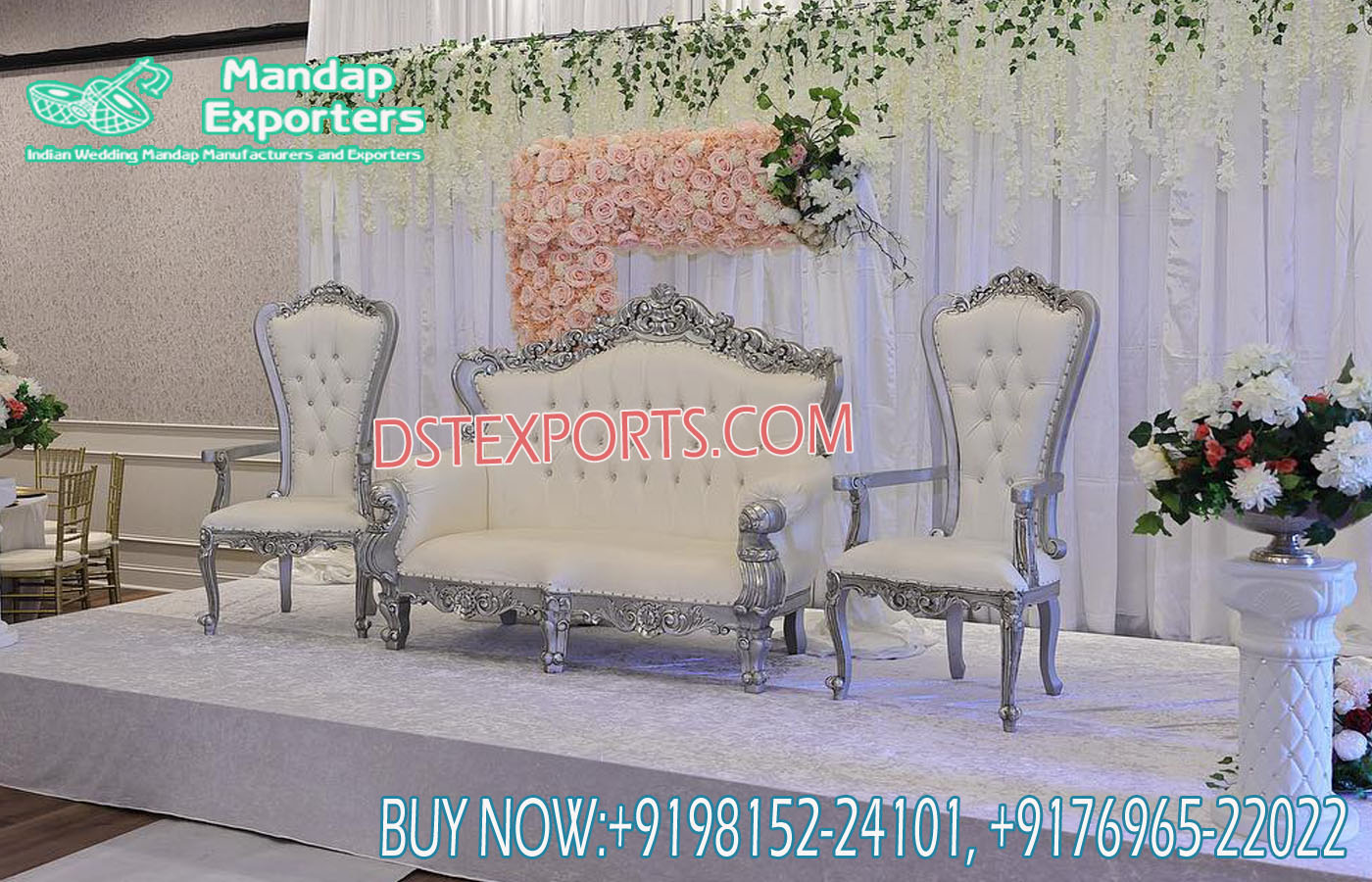 Modern Wedding Stage Silver Sofa Set