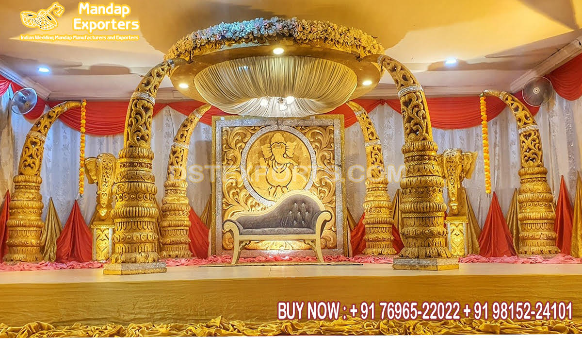 Tamilian Wedding Mandap With Elephant Tusk Pillar