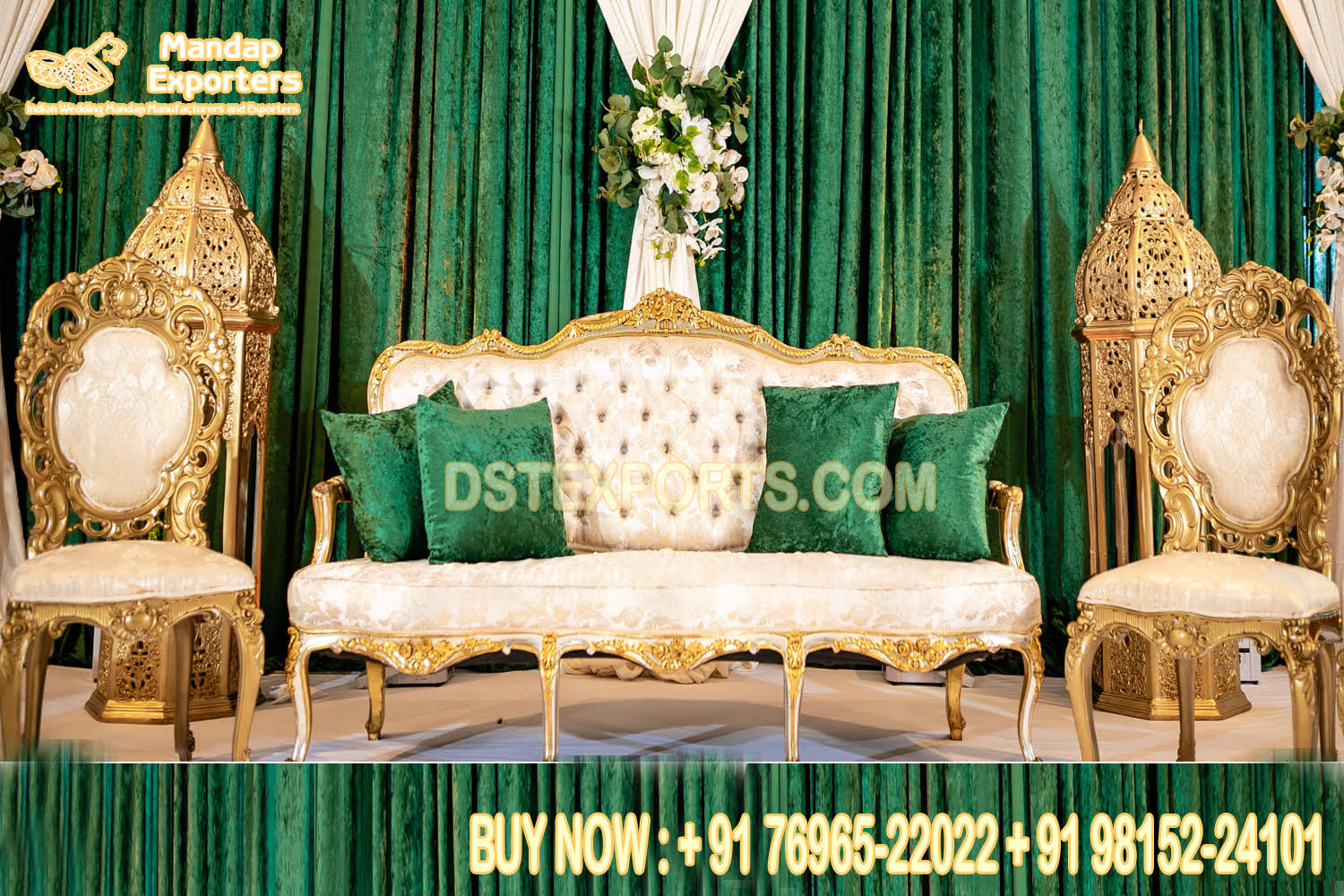 Golden Finish Classy Look Wedding Sofa Set