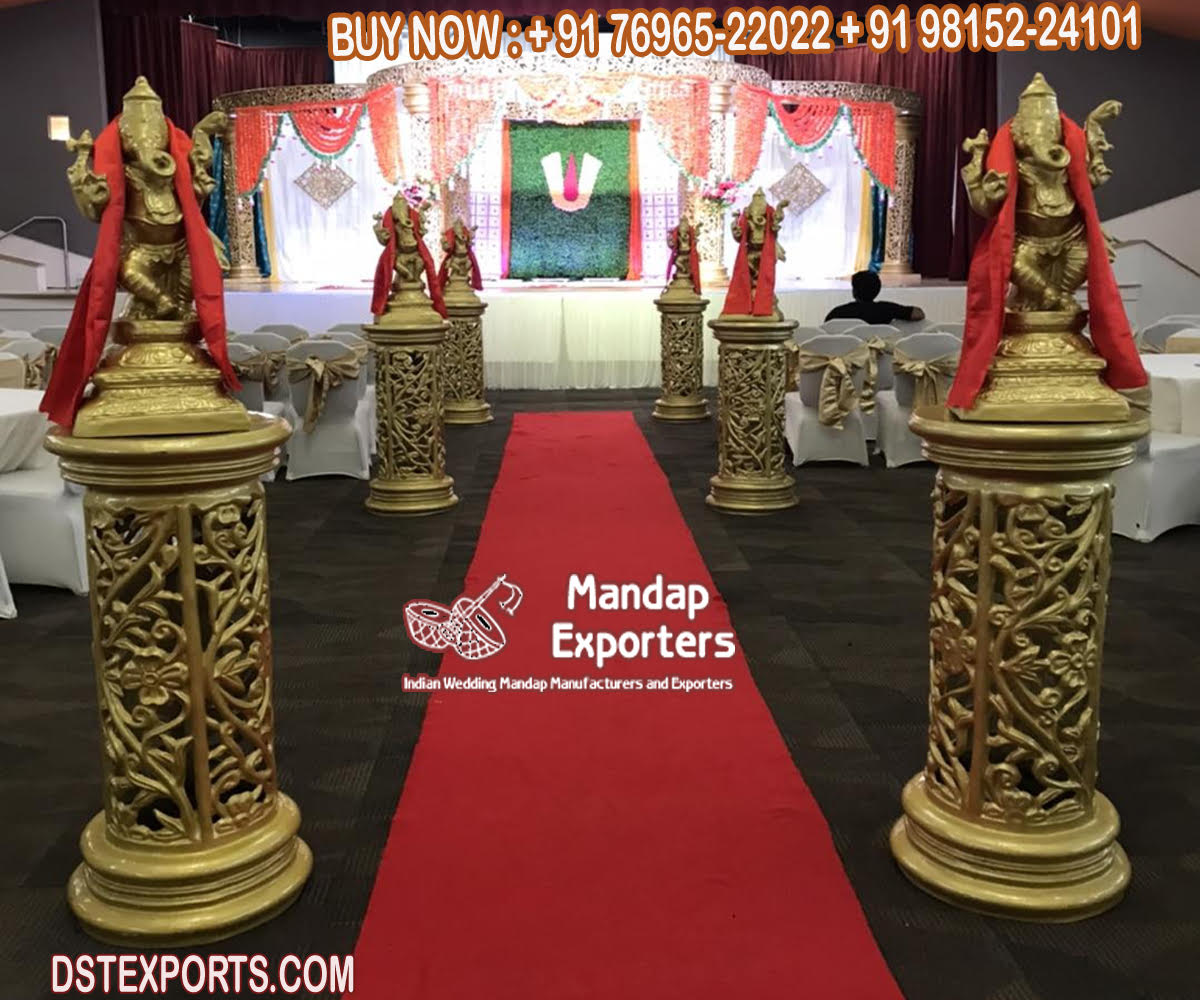 Sri Lankan Wedding Mandap Entrance Pillars and Statues