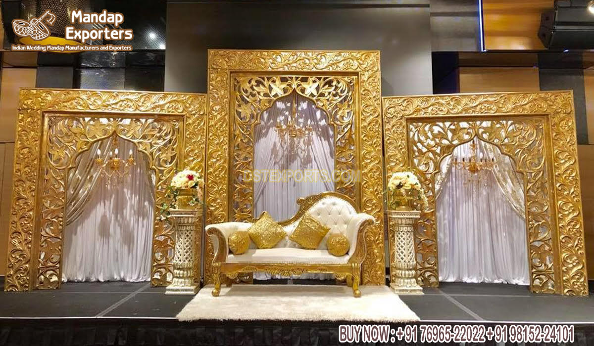 Traditional Wedding Golden Mehrab Style Frames