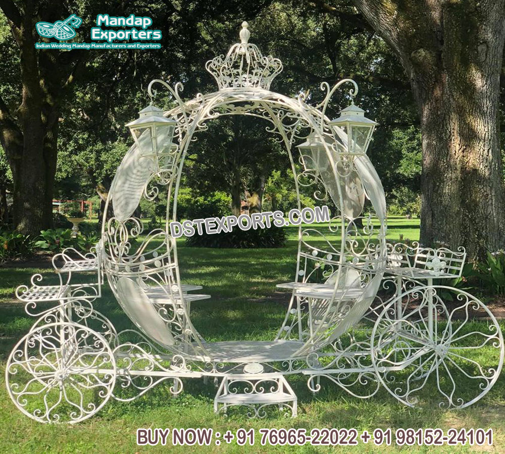 Dazzling White Cinderella Cart For Wedding Photo Booth