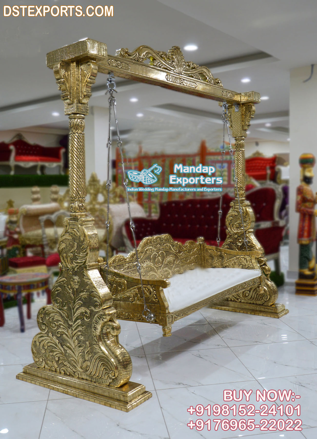 Lovely Gold Polished Swing For Mehndi Decor
