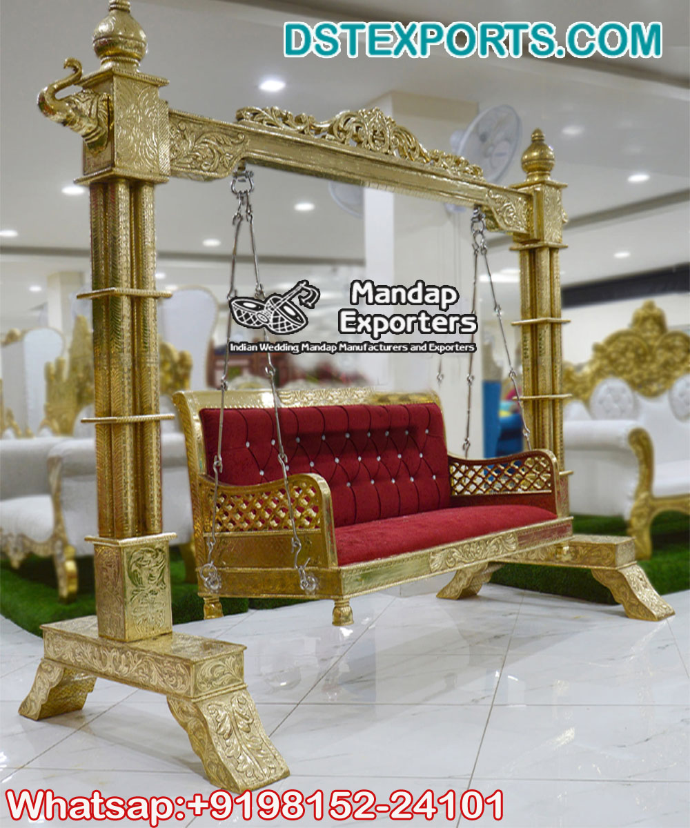 Marvelous Wedding Golden Swing For Stage Decor