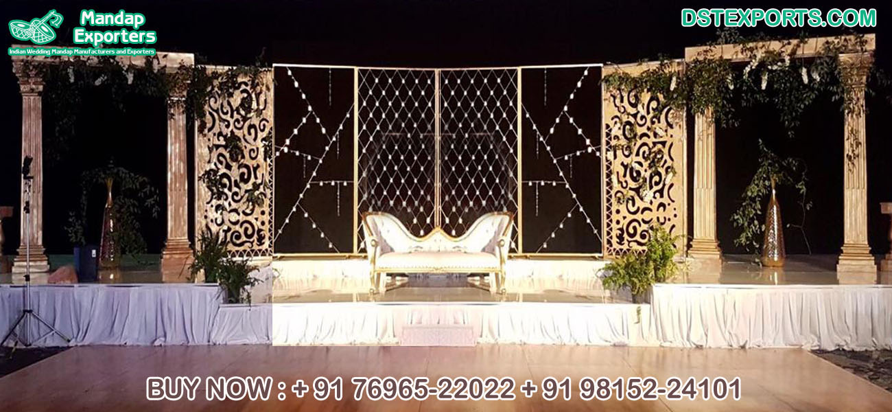 Modern Wedding Outside Reception Night Stage Decoration