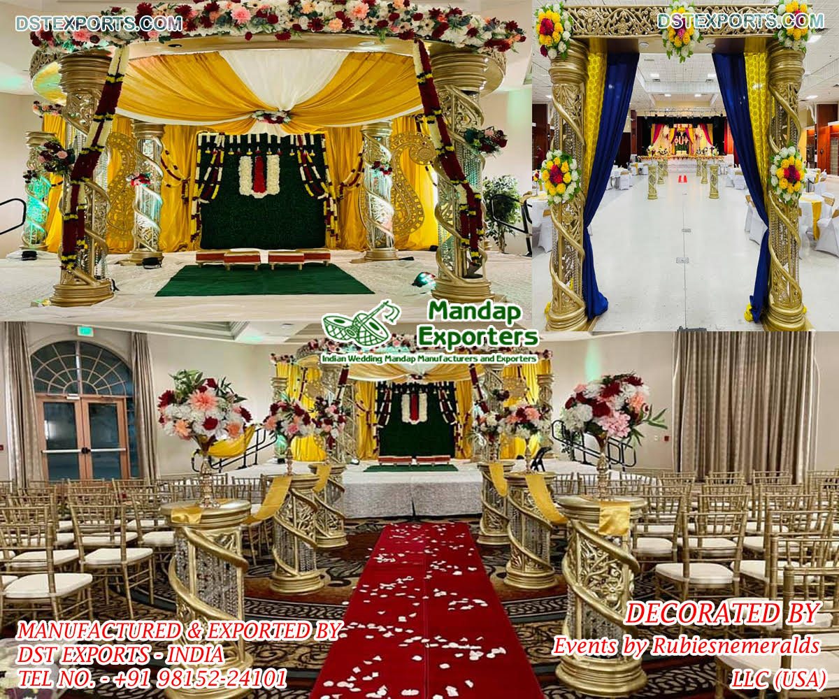 Magnificent Indian Wedding Golden Crystal Mandap